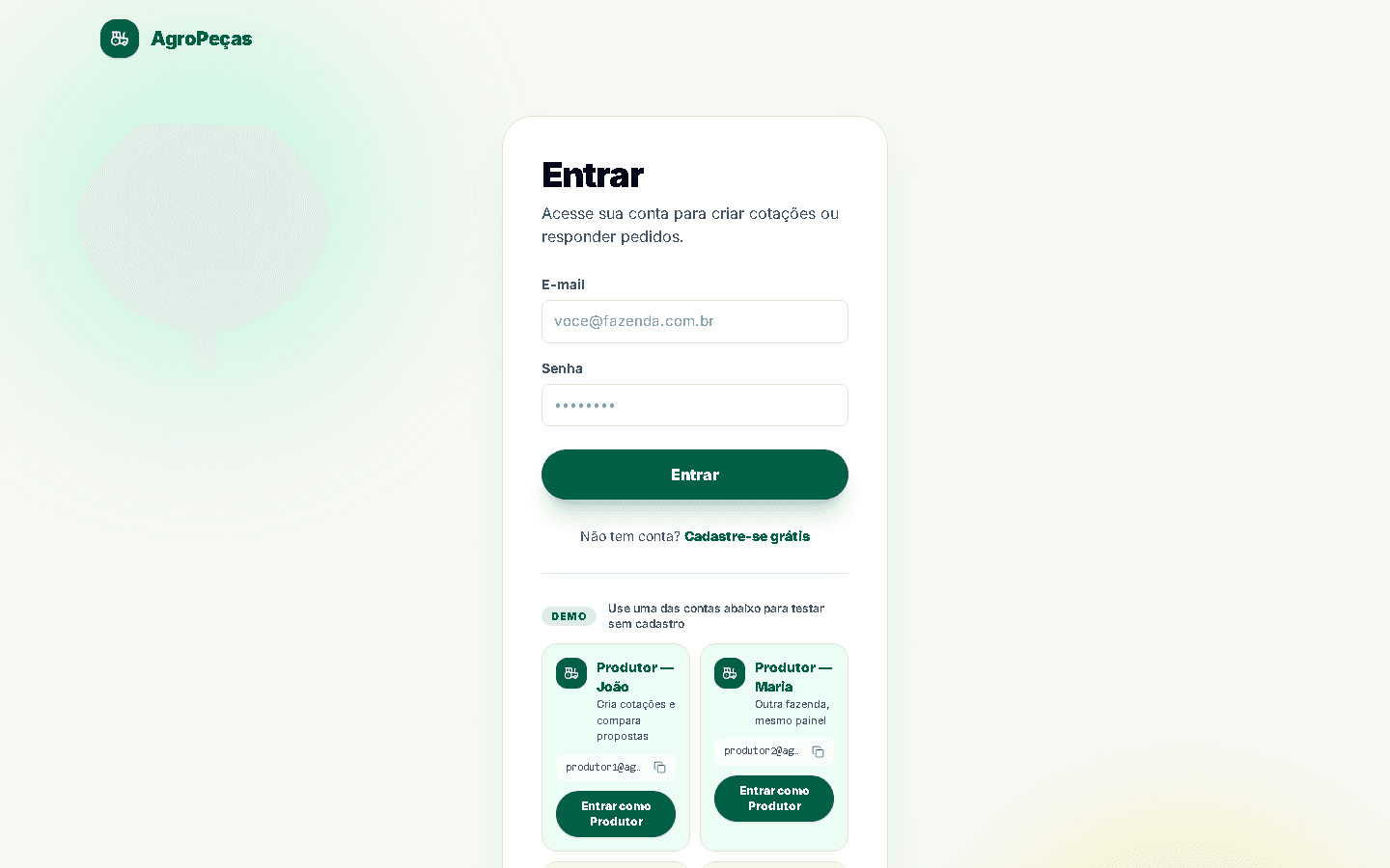 AgroPeças — screenshot
